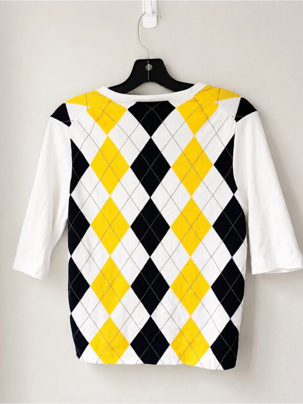 Vintage Y2K J. Crew argyle pattern cardigan with three quarter length sleeves- M